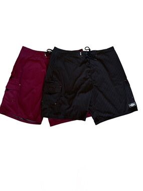 AFTCO Fishing Cargo Shorts Size 40 Burgundy Pinstripe Lot of 2